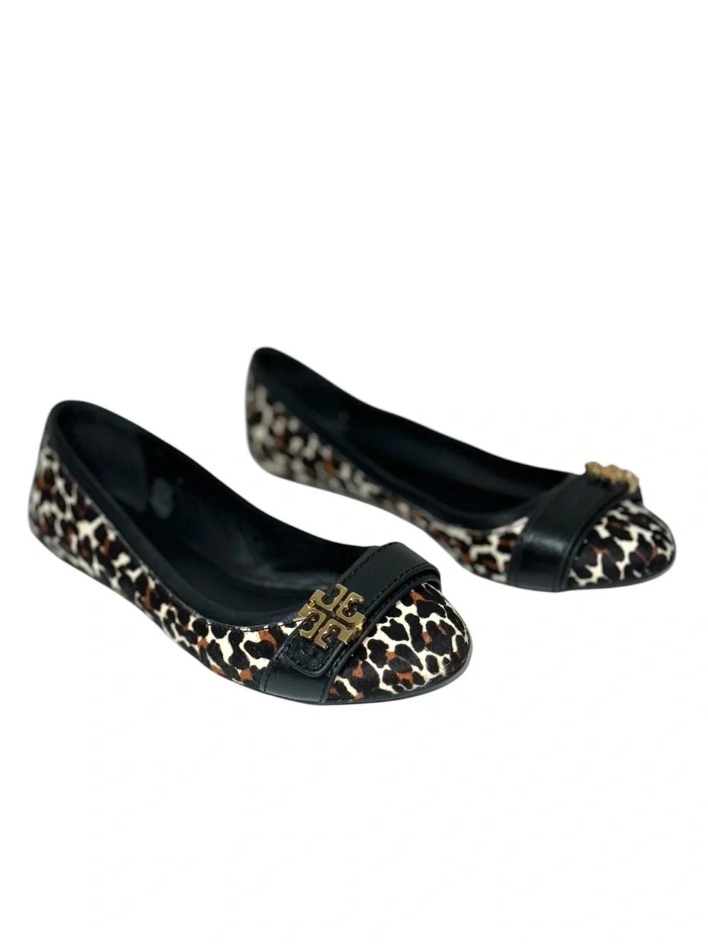 Tory Burch Eloise 2 Leopard Print Calf Hair Leather Ballet Flats Size 8